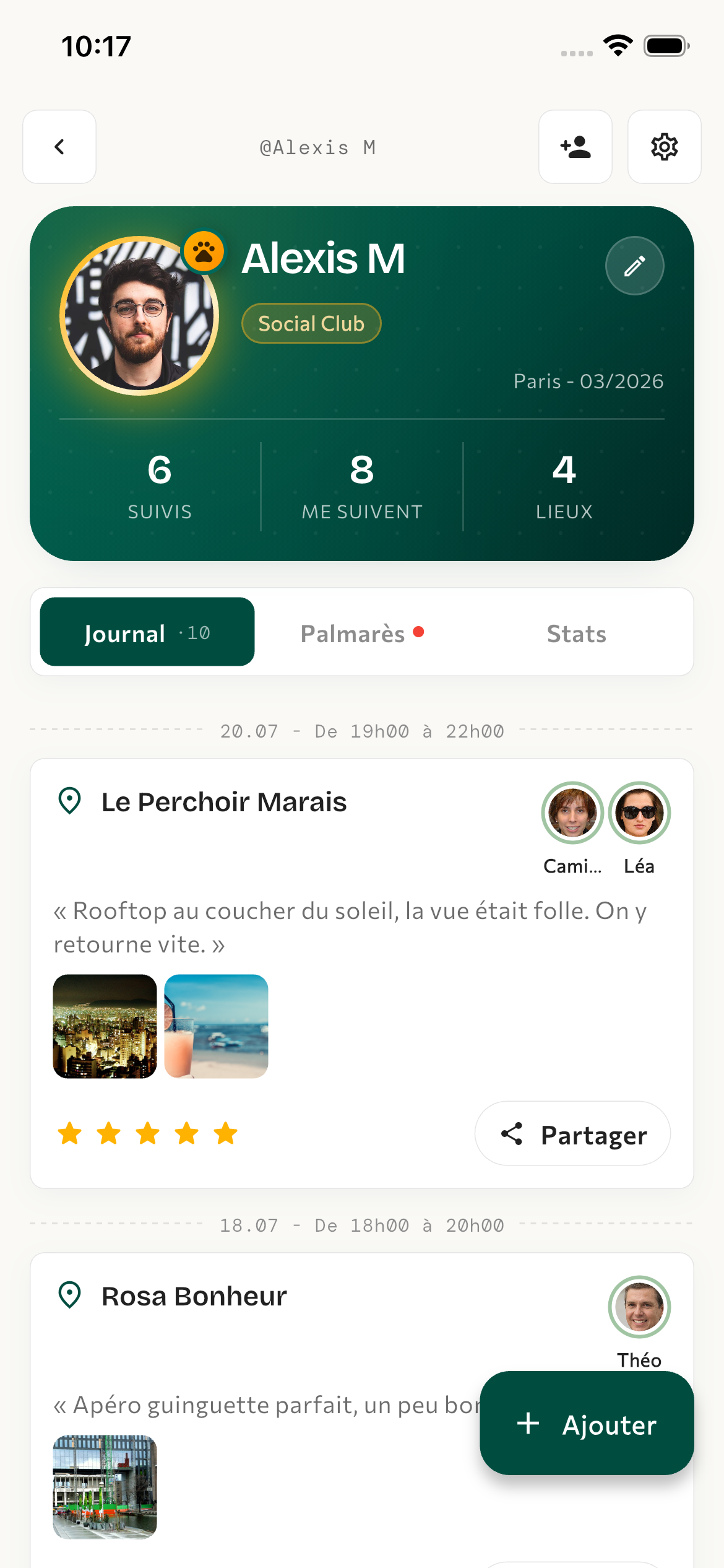 Journal de sorties Tchin Tchin